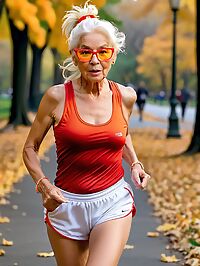 An elderly model poses in Central Park at 4am pale and wrinkled skin on full display